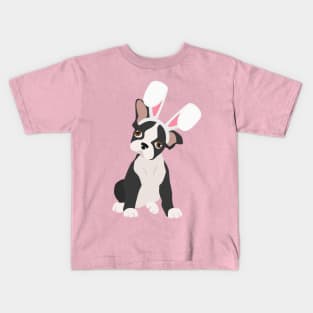 bunny Boston terrier Kids T-Shirt